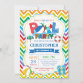 プールパーティの招待状サマースプラッシュボーイ 招待状 (正面)