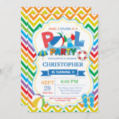 プールパーティの招待状サマースプラッシュボーイ 招待状 (正面/裏面)