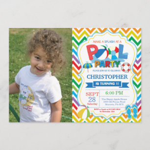 プールパーティの招待状サマースプラッシュボーイ 招待状