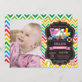 プールパーティの招待状サマースプリッシュスプラッシュガール 招待状 (正面/裏面)