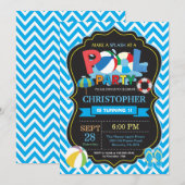 プールパーティの招待状サマースプリッシュ·スプラッシュ·ボーイ 招待状 (正面/裏面)