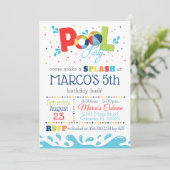 プールパーティの招待状サマー誕生日 招待状 (スタンド正面)
