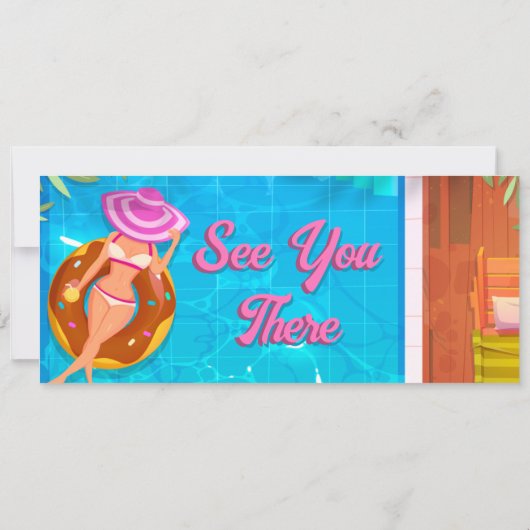 プールパーティの招待状チケット招待状 招待状 (裏面)