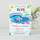 プールパーティの招待状プールの誕生日の招待 招待状 (スタンド正面)