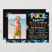 プールパーティの招待状プールパーティーフォト招待状 招待状 (正面/裏面)