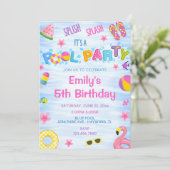 プールパーティの招待状プールパーティー誕生日招待状 招待状 (スタンド正面)