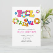 プールパーティの招待状プールパーティー誕生日Invitati 招待状 (スタンド正面)