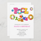 プールパーティの招待状プールパーティー誕生日Invitati 招待状 (正面/裏面)