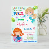 プールパーティの招待状マーメイド誕生日の招待状 招待状 (スタンド正面)