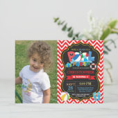 プールパーティの招待状赤スプラッシュボーイ 招待状 (スタンド正面)