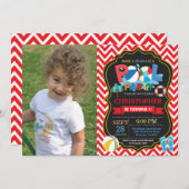 プールパーティの招待状赤スプラッシュボーイ 招待状 (正面/裏面)