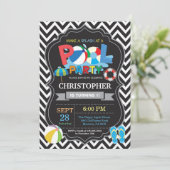 プールパーティの招待状黒のスプリッシュ·スプラッシュ·ボーイ 招待状 (スタンド正面)