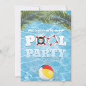 プールパーティの招待状 – キッズカスタム写真アップロード 招待状 (裏面)