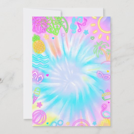 プールパーティの招待状、サマーグローネオンスイムパーティー 招待状 (裏面)