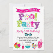 プールパーティの招待状-サマー誕生日プールパーティー 招待状 (正面)