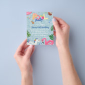 プールパーティの招待状 チラシ (手)