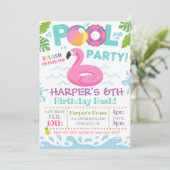 プールパーティの招待状 |フラミンゴプールパーティー 招待状 (スタンド正面)