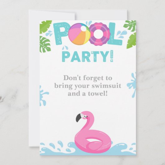 プールパーティの招待状 |フラミンゴプールパーティー 招待状 (裏面)