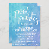 プールパーティの招待状 |プールパーティー誕生日 招待状 (正面/裏面)