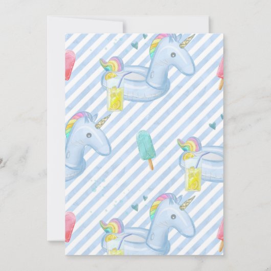 プールパーティの招待状、プールパーティー、スイミングパーティー 招待状 (裏面)