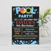 プールパーティの招待状 |プール誕生日パーティー招待状 招待状 (スタンド正面)
