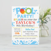 プールパーティの招待状 |プール誕生日パーティー招待状 招待状 (スタンド正面)