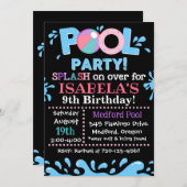 プールパーティの招待状 |プール誕生日パーティー招待状 招待状 (正面/裏面)