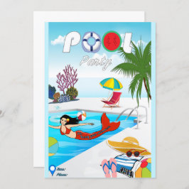 プールパーティの招待状 招待状