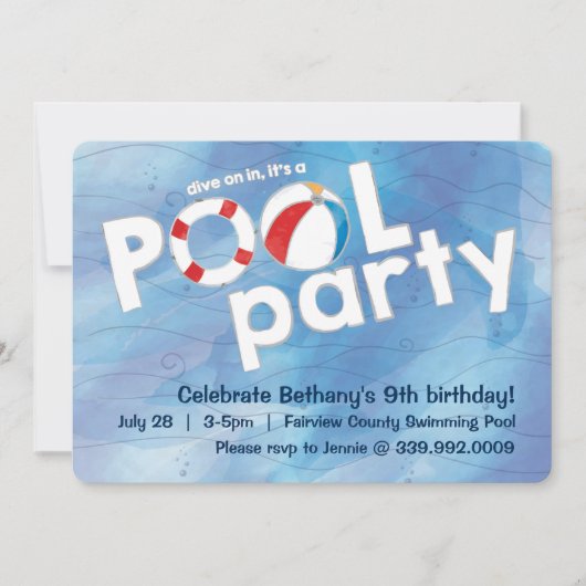 プールパーティの招待状 招待状 (正面)