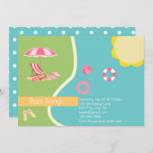 プールパーティの招待状 招待状 (正面/裏面)