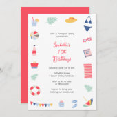 プールパーティの招待状 招待状 (正面/裏面)