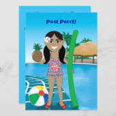 プールパーティの招待状 招待状 (正面/裏面)