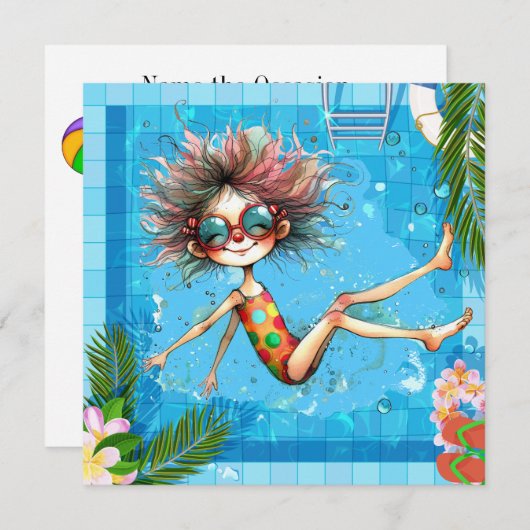 プールパーティの招待状 招待状 (正面/裏面)