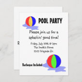 プールパーティの招待状 招待状 (正面/裏面)