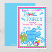 プールパーティの招待状 招待状 (正面/裏面)