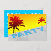 プールパーティの招待状 招待状 (正面/裏面)