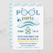 プールパーティの招待状 招待状 (正面/裏面)