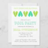 プールパーティの招待状|明るいビーチサンダル 招待状 (正面)