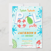 プールパーティの誕生日招待状 招待状 (正面)
