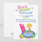 プールパーティの誕生日 招待状 (正面/裏面)