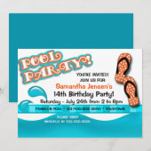 プールパーティの誕生日 招待状 (正面/裏面)