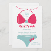 プールパーティの誕生日 招待状 (正面/裏面)