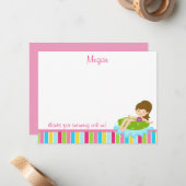 プールパーティーありがとうメモ – 女の子ありがとうメモ ノートカード (正面/裏面インサイチュ)