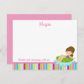 プールパーティーありがとうメモ – 女の子ありがとうメモ ノートカード (正面/裏面)