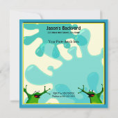 プールパーティーおもしろいカエル招待状 招待状 (裏面)