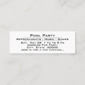 プールパーティーお祝いGet Together招待状 スキニー名刺 (裏面)