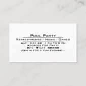 プールパーティーお祝いGet Together招待状 名刺 (裏面)