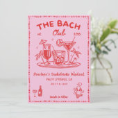 プールパーティーかわいいカクテルバチェロレッテ招待状 招待状 (スタンド正面)