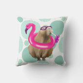 プールパーティーかわいいカピバラとピンクフラミンゴ浮き クッション (裏面)
