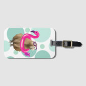 プールパーティーかわいいカピバラとピンクフラミンゴ浮き ラゲッジタグ (正面横)